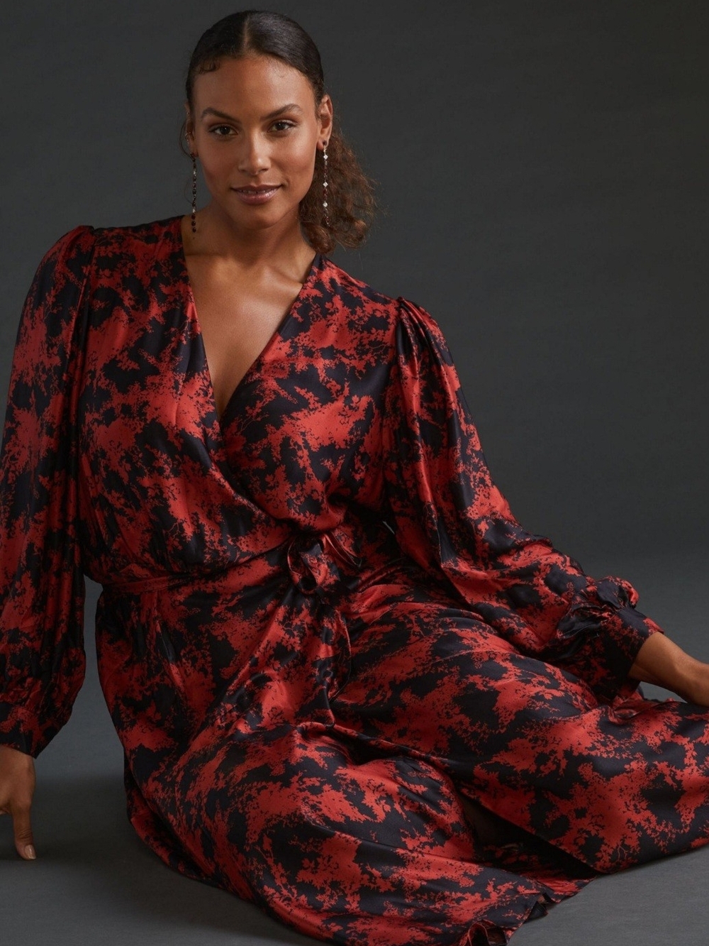 Anthropology Caballero Abstract Wrap Midi Dress Size L
